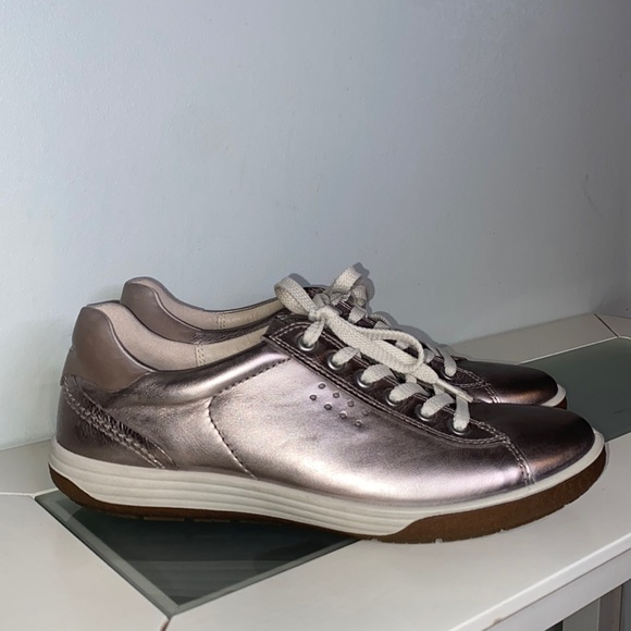Shoes Ecco Chase Ii Tie In Moon Rock Metallic Women Casual Sneaker 40 (US 9-9.5) - Picture 3 of 14